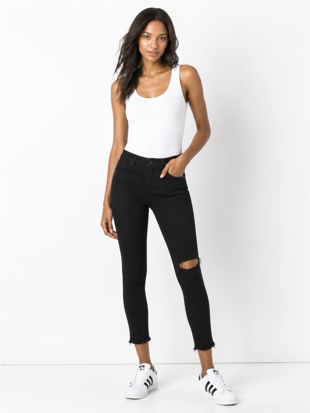 Rag & Bone Frayed Nero Capri Jean SZ 32 Black Soft Stretch Grunge Festival